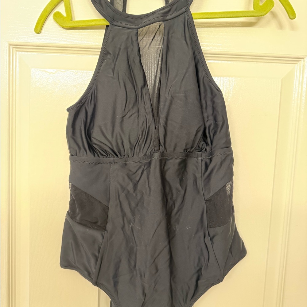 Chic Black High-Neck Swimsuit